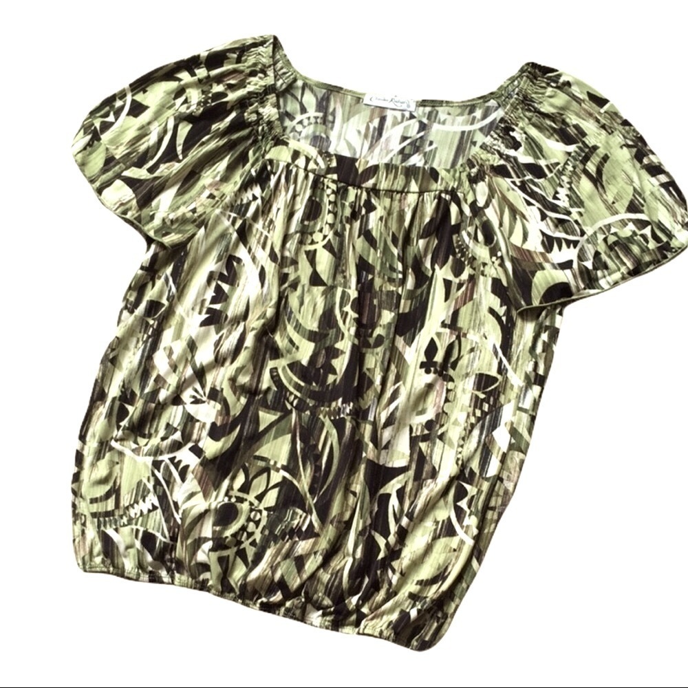 Claudia Richard Womens Short Sleeve Blouse